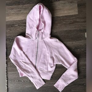 Light pink Lululemon scuba cropped zip up hoodie